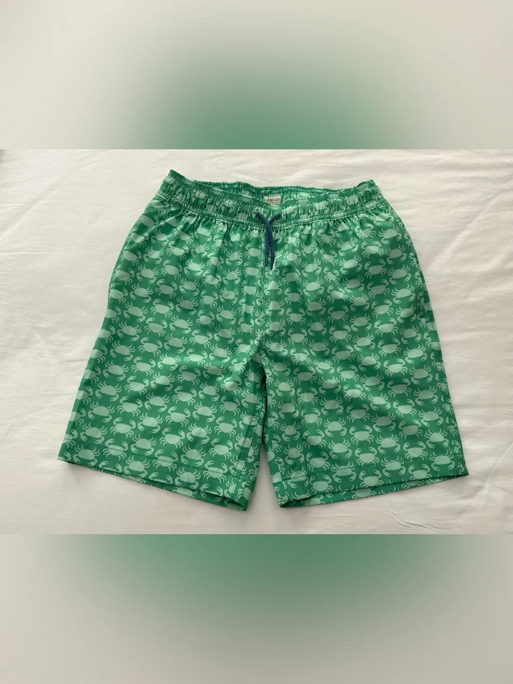 J.crew Crew Cuts Boys Drawstring Swimsuit Lined Green Crabs- Size 16